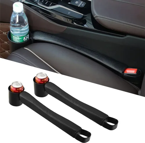 Vista 8 de Tumecos Almohadilla de relleno para asiento de automóvil, de piel sintética, organizador de bolsillo lateral con un portavasos para teléfono