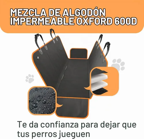 Vista 2 de Active Pets Funda Impermeable Tipo Hamaca Estándar para Asiento de Automóvil, Se Adapta a Sedanes, Hatchbacks, Crossovers, Cupés, Vehículos Naranja