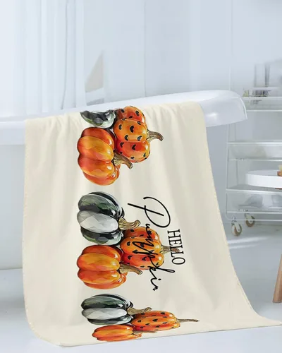 Vista 3 de Orange Green Pumpkins Bath Towels for Bathroom Set - Luxury Towels Gifts for Women,Quick Dry Beach Kitchen Hand Hair Face Yoga Workout Gym Towel and