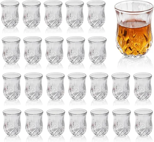 Vista 9 de QUAFFER Vasos de chupito (juego de 6) – Elegantes vasos de chupito con patrón de diamante de 1.75 onzas – Vasos clásicos de whisky vodka tequila