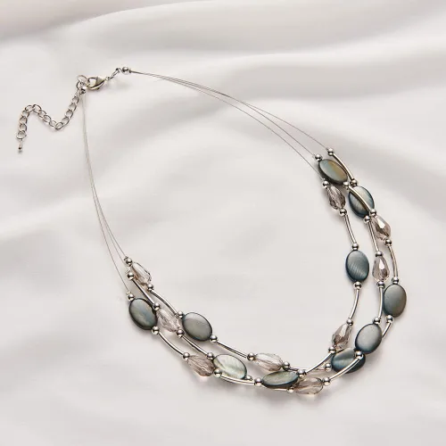 Vista 4 de Collar a capas con cristal para mujer, gargantilla con cadena de plata gruesa, regalo de cumpleaños para mujer