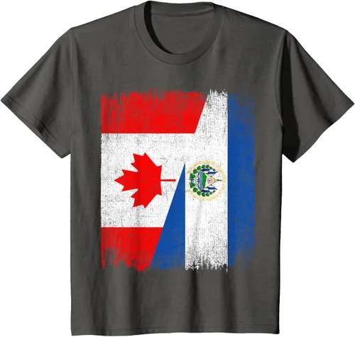 Vista 34 de Camiseta Half Canada El Salvador Flag Canadian Salvadoran Pride Roots