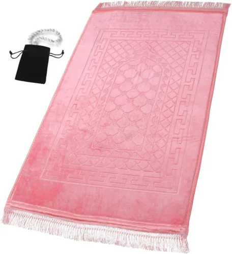 Vista 10 de Alfombra de oración musulmana islámica, alfombra gruesa de oración para niños, hombres y mujeres, con cuentas de oración islámica, para viajes Eid