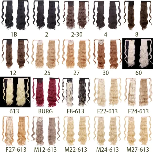 Vista 7 de HIHELO Extensiones de cabello sintético con cola de caballo de 22 pulgadas de largo, ondulado, resistente al calor, para mujer, moño para el cabello
