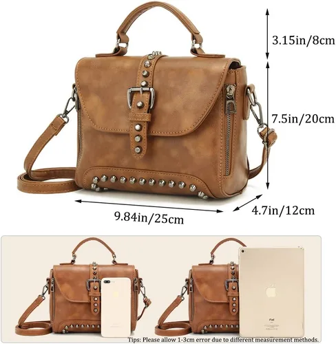 Vista 4 de Segater Bolso bandolera con remache vintage para mujer, bolso cruzado