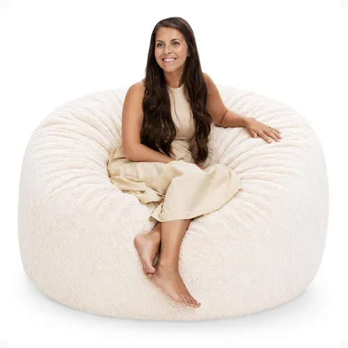 Vista 11 de ULTIMATE SACK 5000 Silla Puf de 5-Pies con Reposapiés, Funda de Gamuza Negra – Tumbona de Espuma de Gran Tamaño, Asiento de Suelo, Sofá Pequeño