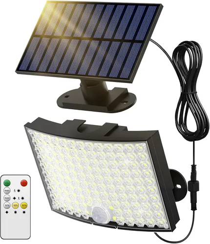 Vista 8 de ABODONG Luces Solares para Exteriores, Reflector Brillante de 128 LEDs con Lente Óptica, Luces de Seguridad Alimentadas por Energía Solar con Cable