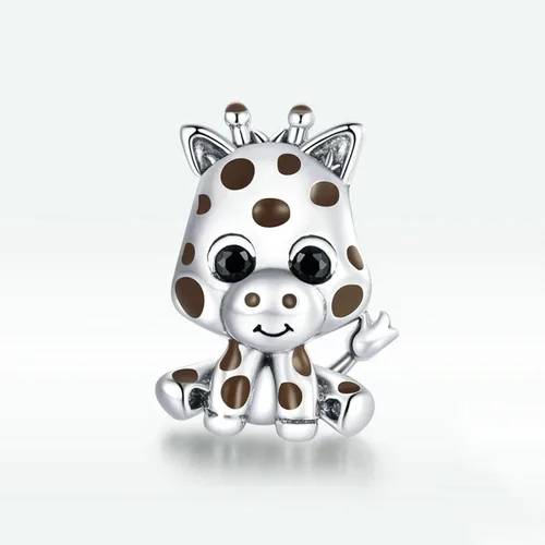 Vista 2 de Abalorio de plata de ley 925 con forma de jirafa y mono, para perro, para pulsera de pandora