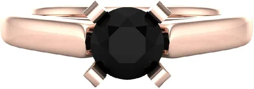Vista 4 de Anillo de compromiso de diamante negro de corte redondo, oro de 14 quilates, 23 quilates