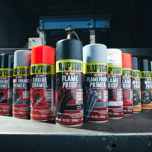 Vista 6 de RAPTOR Pintura para carrocería de automóviles a prueba de llamas, grado profesional, spray protector extra resistente para altas temperaturas, negro