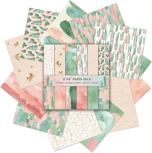 Vista 9 de 24 hojas de 12 diseños de álbumes de recortes, 6 x 6 pulgadas, papel de cartulina para manualidades Decopodge de una sola cara, álbum de recortes