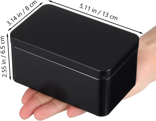 Vista 5 de Hemoton Recipiente de té rectangular con tapa, pequeño recipiente de té suelto para almacenamiento de hojas, organizador de caramelos, caja