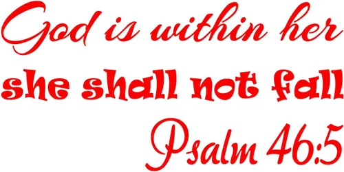 Vista 13 de VWAQ - Adhesivo decorativo para pared con texto en inglés "God is Within Her She Shall Not Fall Not Fall Psalm 46:5", color negro