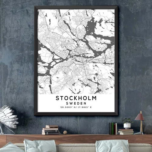 Vista 2 de Mapa de Estocolmo, Suecia, Light 2 (18x24)