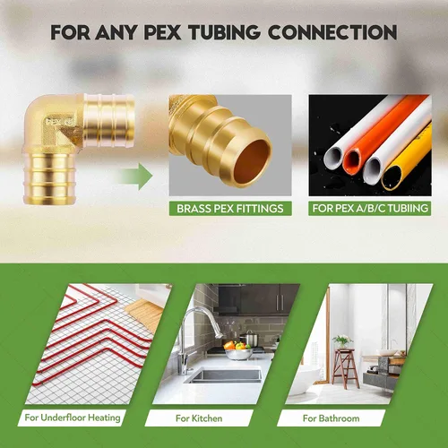 Vista 8 de Litorange 18 piezas 1/2 pulgada T PEX Tee (4 piezas) y codo de 90 grados (6 piezas) y acoplamiento recto de 1/2 pulgada (8 piezas) sin plomo latón