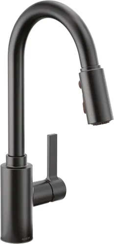 Vista 15 de Moen Genta LX - Grifo de cocina moderno cromado de una sola manija con rociador extraíble, cabezal de acoplamiento reflectante, grifo para fregadero