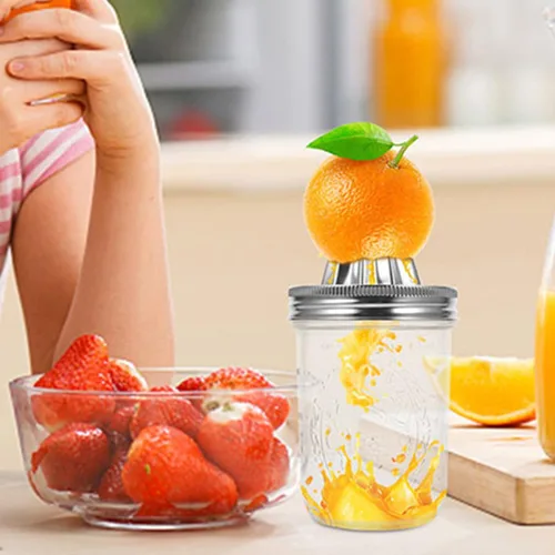 Vista 8 de DOITOOL Manual Stainless Steel Lemon Juicer and Orange Handheld Fruit Squeezer for Mason Jar 480Ml, Can Citrus Juicer for Kitchen Use