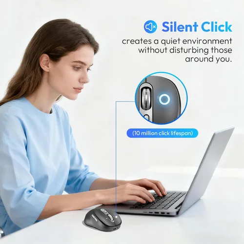 Vista 6 de CITLLA Ratón Bluetooth inalámbrico, recargable portátil, multidispositivo, DPI de 4 niveles, receptor USB-A y dos Bluetooth, multisistema