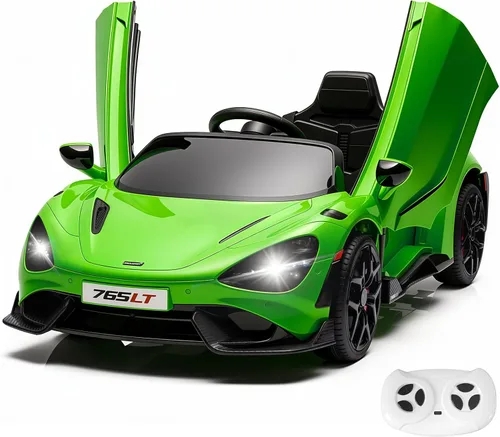 Vista 13 de Automóvil de paseo para niños con licencia McLaren 765LT para niños de 3 a 6 años, vehículo eléctrico con batería de 12 V, con control remoto