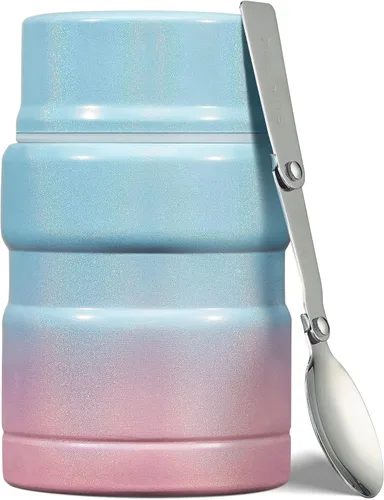 Vista 14 de Charcy Termo de 17oz para alimentos calientes, contenedor de comida aislado para almuerzo con cuchara plegable QB - Negro