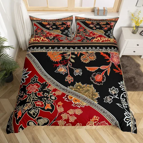 Vista 28 de Erosebridal Juego de ropa de cama gótica de damasco para adultos, funda de edredón victoriana antigua, tamaño individual, funda de edredón gótica