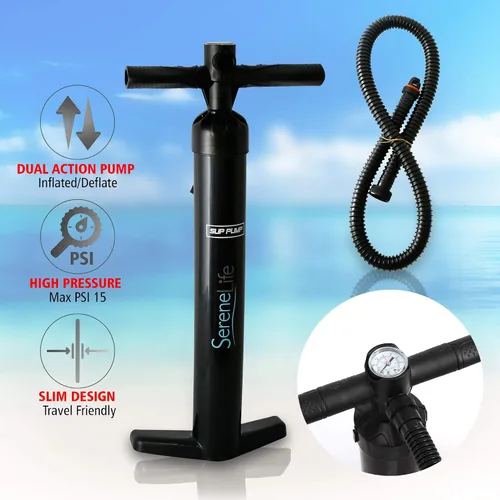 Vista 8 de SereneLife Tabla de remo inflable con accesorios de SUP premium, diseño amplio y estable, almohadilla antideslizante de EVA para jóvenes y adultos