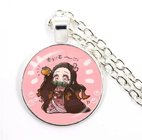 Vista 2 de Nezuko Kamado Chibi - Collar con colgante de anime, Metal, No es una piedra preciosa