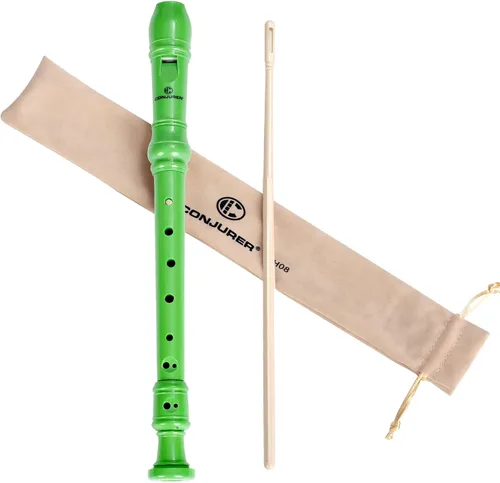 Vista 10 de CONJURER Grabadora soprano para niños y estudiantes, 10 unidades, flauta alemana de 8 agujeros, para principiantes, con varilla de limpieza y bolsa