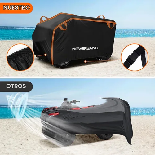 Vista 5 de NEVERLAND Funda impermeable para cuatrimoto de 4 ruedas con hebilla, a prueba de polvo, anti rayos UV, resistente al viento, para todo