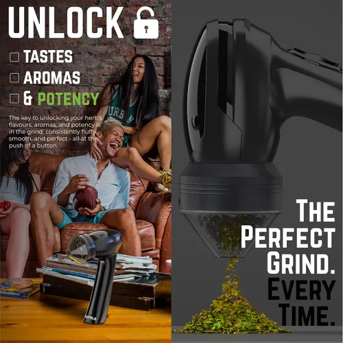 Vista 4 de Mamba Lite 0.75g Negro Molinillo Eléctrico de Hierbas USB de Cabeza de Plástico Completamente. Pequeña Máquina Herbal Portátil y Molinillo
