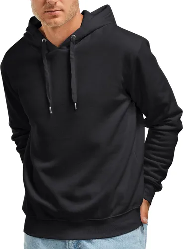 Vista 2 de Zrycn Mens Hoodie Sweatshirt for Men, Plush Pullover Hooded Sweatshirts for Men, Soft Cotton-Blend Plain Casual Hoodies