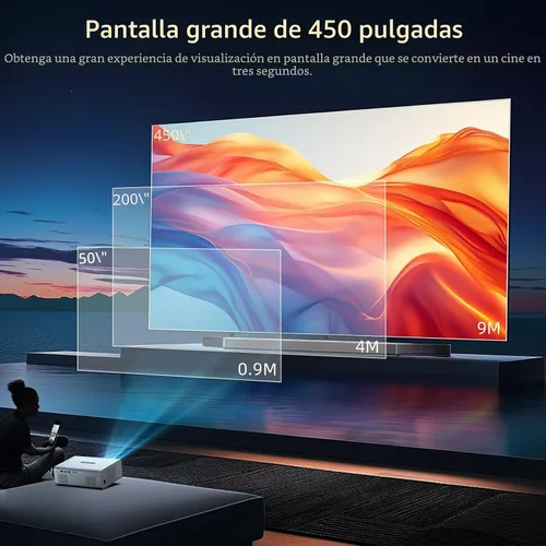 Vista 7 de [Compatible con Netflix y Dolby Audio] Proyector inteligente con WiFi6 y Bluetooth5.3, enfoque eléctrico y corrección automática keystone