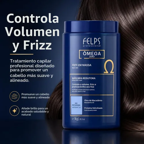 Vista 7 de Felps XBTX Omega Zero Hair Reductor de volumen, aceite de macadamia, sin formaldehído, 35.3 onzas líquidas