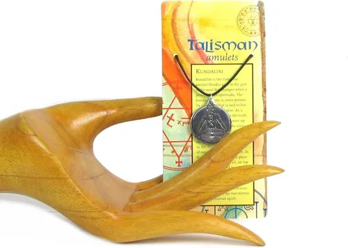 Vista 2 de Kundalini peltre colgante sobre la Recopilación de cord Collar, Talismán y Amuleto