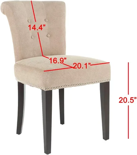 Vista 3 de Safavieh Mercer Collection Matthew - Silla de comedor de poliéster, color beige, juego de 2