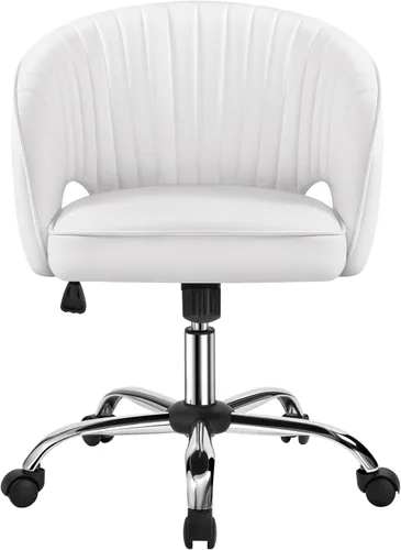 Vista 12 de Topeakmart Moderna silla de terciopelo para tocador, silla de escritorio de maquillaje, sillón ajustable con respaldo de barril copetudo para sala