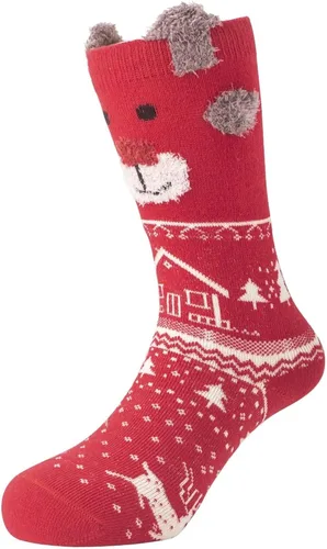 Vista 4 de Edmundry 3 pares de calcetines de Navidad para niños y niñas suaves Navidad vacaciones acogedores y peludos