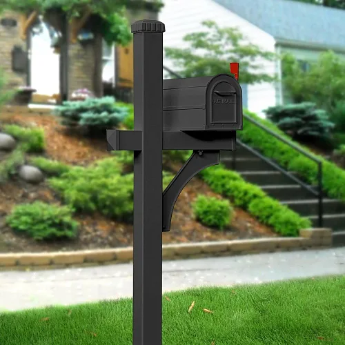 Vista 4 de Salsbury Industries 4870BLK Deluxe - Poste para buzón montado en el suelo, de 1 cara, color negro
