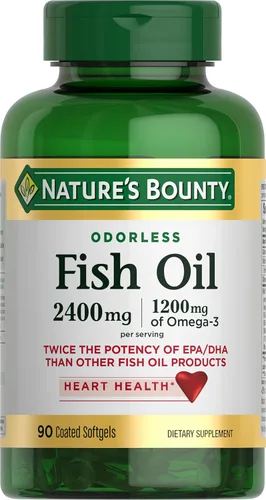 Vista 8 de Nature's Bounty Aceite de pescado inodoro, 1200 mg de omega-3 por porción, incluye EPA y DHA, apoya la salud del corazón, purificado para eliminar