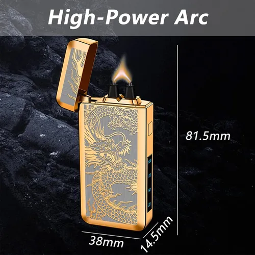 Vista 5 de Encendedor eléctrico recargable de arco de llama grande, tipo C, plasma, resistente al viento, con chip inteligente para campamento, aventura