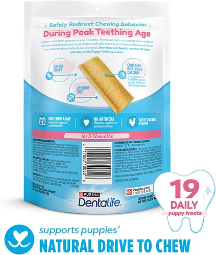 Vista 6 de Dentalife Masticables de dentición para cachorros para perros pequeños de 3 meses en adelante, sabor a pollo, 17.3 onzas, 19 masticables – bolsa