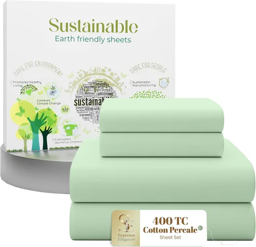 Vista 21 de Purity Home - Juego de sábanas 100% algodón de 400 hilos, percal refrescante, con bolsillo profundo elástico, ropa de cama de 3 piezas, lujo