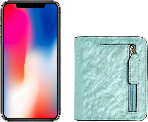 Vista 6 de Toughergun - Cartera de cuero genuino de lujo para mujer con cierre Rfid y ventana de identificación.
