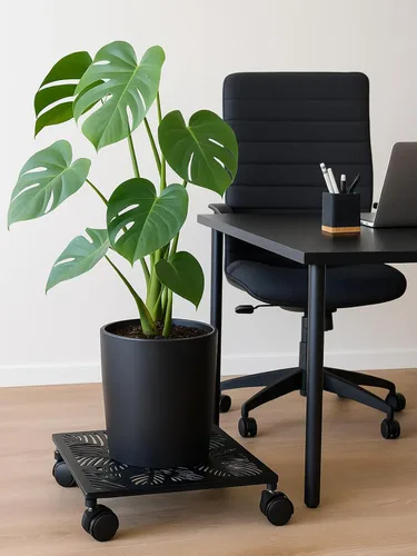 Vista 9 de Paquete de 1 carrito cuadrado de metal de 12 pulgadas con ruedas, soporte grande para plantas rodantes para interiores y exteriores, carrito