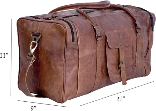 Vista 6 de KPL Bolsa viajera de piel vintage de 21 pulgadas, para deportes, oferta de fin de semana