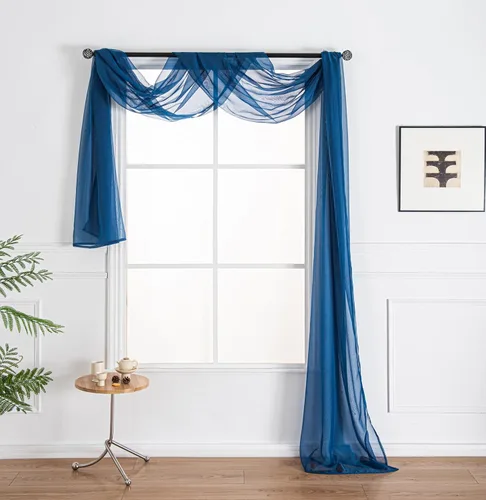 Vista 8 de WPM - Bufanda negra para ventana, cenefa extra larga y transparente para ventana, 38 pulgadas de ancho x 216 pulgadas de largo, cenefas de gasa