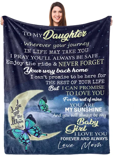 Vista 8 de UFOORO Regalo de cumpleaños y Navidad para hija: manta de 60 x 80 pulgadas