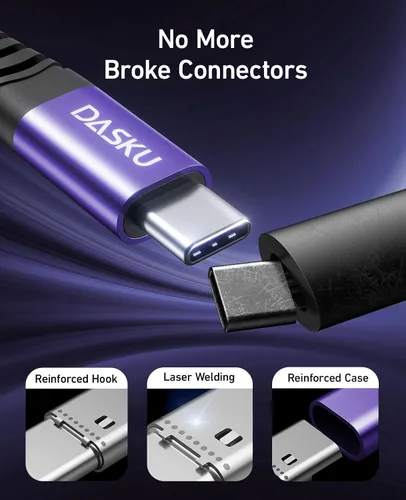 Vista 62 de Dasku iPhone 17 USB C a USB C de carga rápida, 60 W (3.1 A), paquete de 2 cables cargador de carga de 3 pies tipo C para iPhone 17/16/15/15 Plus/15