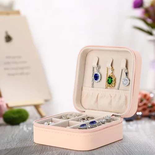 Vista 2 de LETURE Joyero pequeño organizador de 3 piezas para mujeres, viajes, mini organizador portátil de joyería de viaje, caja de almacenamiento