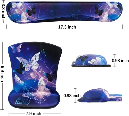 Vista 6 de ToLuLu - Juego de tapetes ergonómicos para teclado y mouse, con soporte para muñeca para laptop, tapete de gel para teclado y mouse con espuma